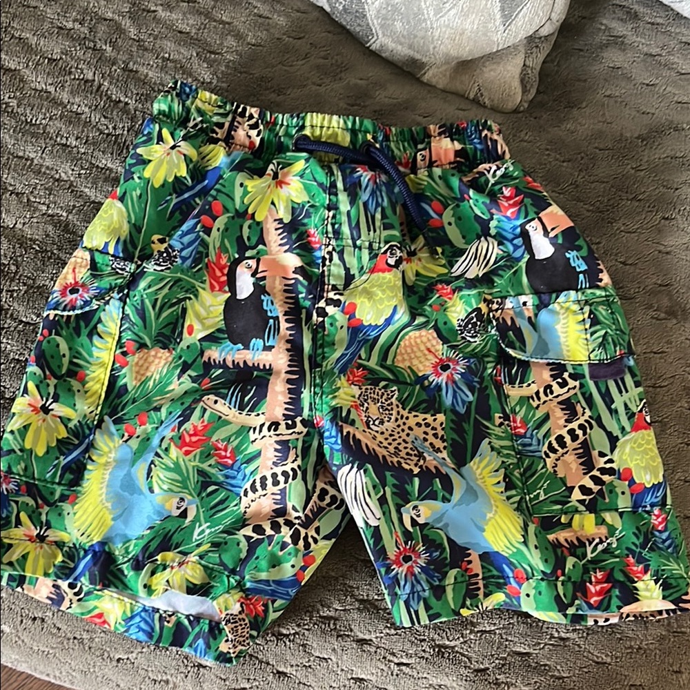 Kenzo Kids Swim Trunks - Green and Blue Jungle Print